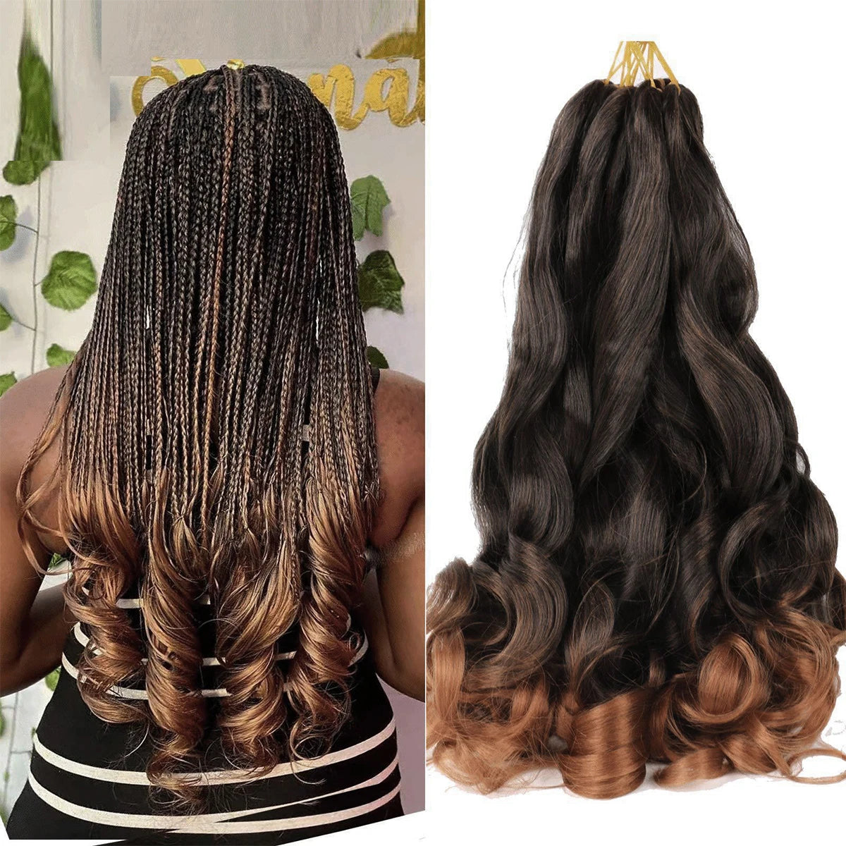 16-24 inches Synthetic French Curly Crochet Braiding Hair Loose Wave Ombre Hair for Women Spiral Pre Stretched Hair Extensions Viralgem Store