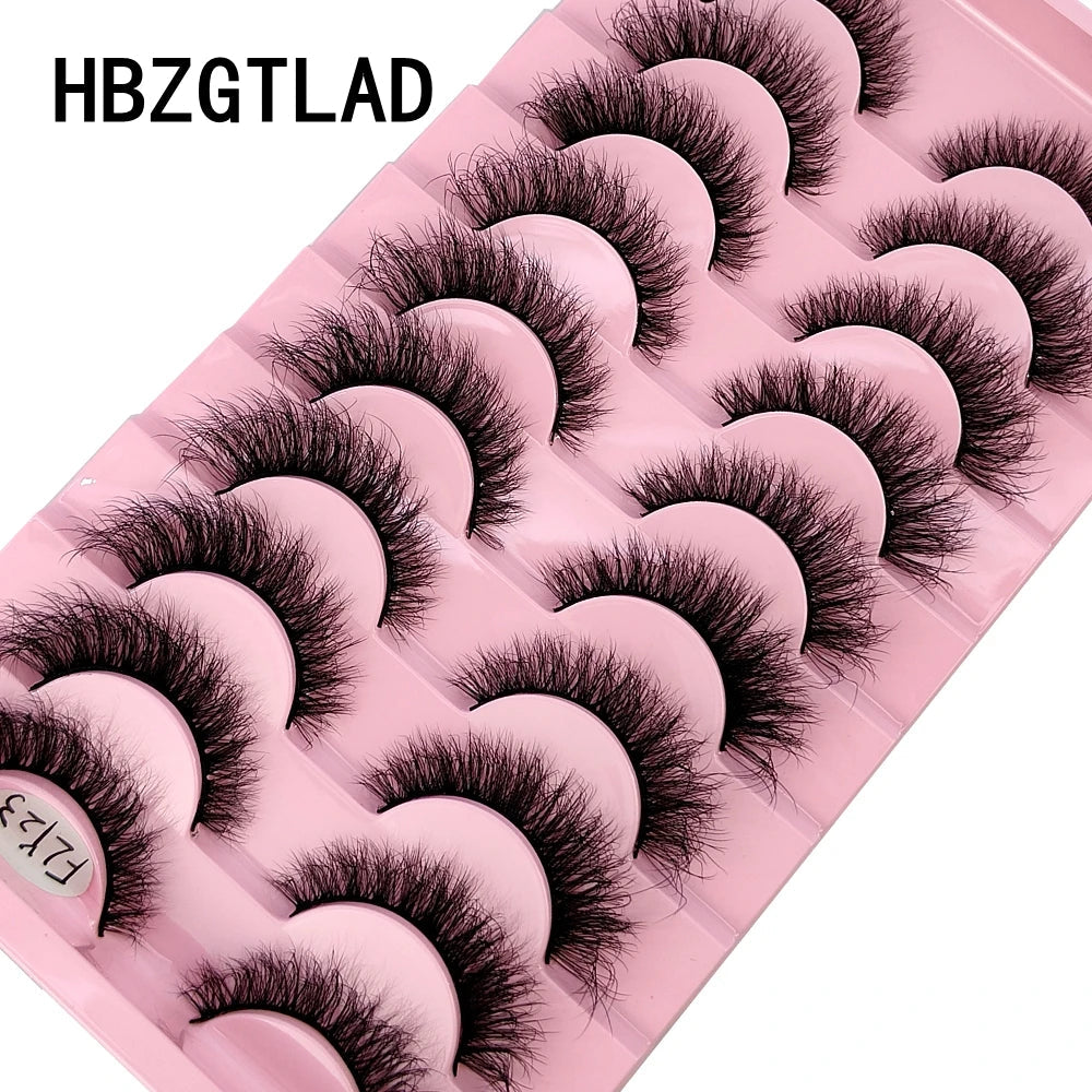 10 Pairs Faux Mink Eyelashes Handmade False Eyelashes Natural Nude Makeup Simulation Cross Messy Eye 3D Curly Eyelashes Freshlook Styles