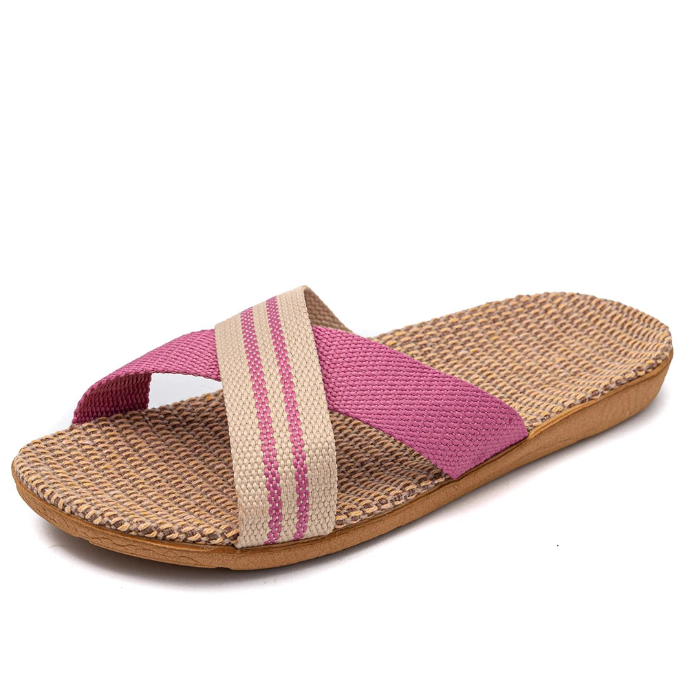 36-45 Plus Size Women'S Slippers Flat Sandals Linen Lightweight Casual Summer Slippers Women Viralgem Store