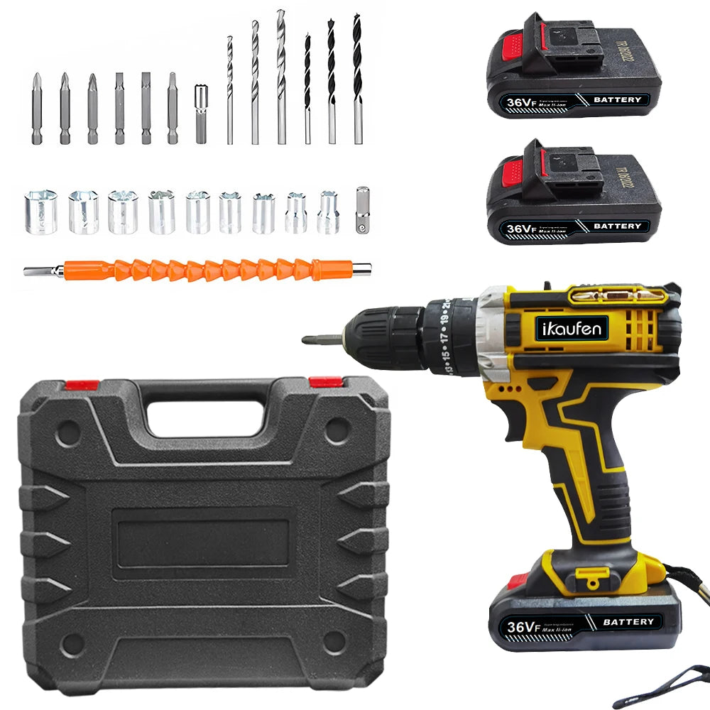 21V Cordless Drill Electric Screwdriver Mini Wireless Power Driver Lithium-Ion Battery Home DIY Cordless Drill Set