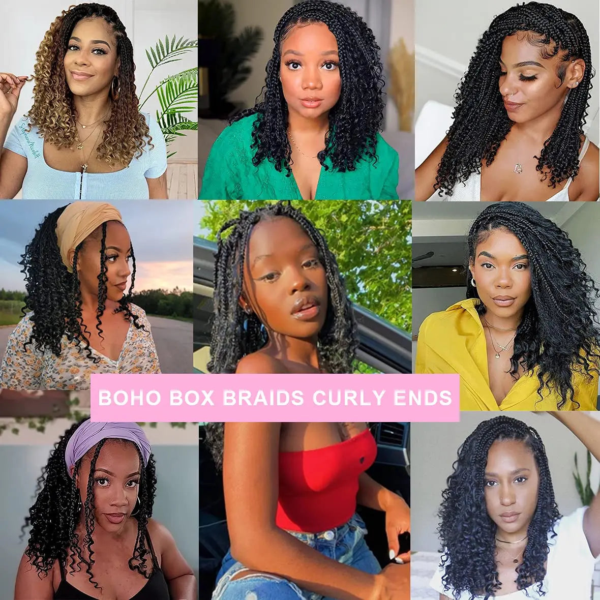 10 Inch Bob Goddess Box Braids Crochet Hair 1Pcs/Lot Synthetic Boho Crochet Box Braids With Curls Box Braids Hair Extensions