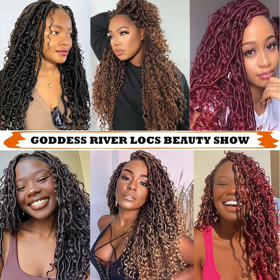 TBUG Goddess Faux Locs Crochet Hair 22 Inch 1B River Locs Braid Curly Hair Faux Locs Synthetic Braiding Hair Extension For Women Viralgem Store