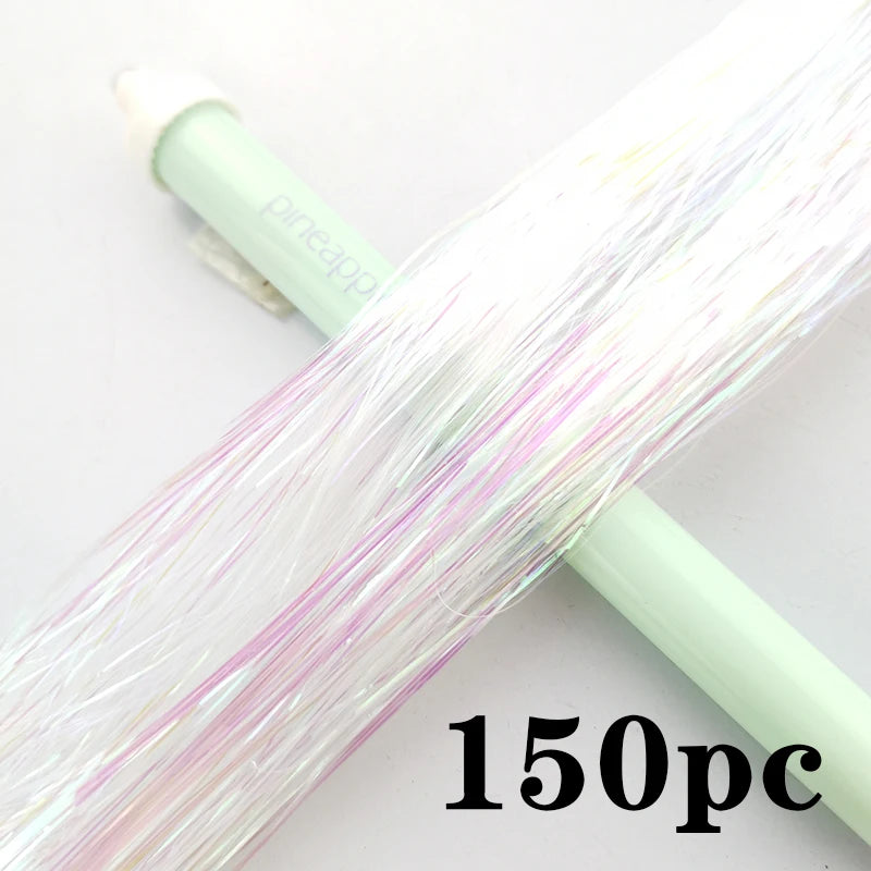 Synthetic Extensions Hair Dazzling Female Hippies With Tinsel Rainbow Silk For Braided Headwear Length 120 Cm 150 Strands/Pack Viralgem Store