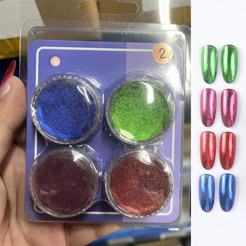 1 Box Mirror Glitter Powder Nail Decoration Metallic Chrome Nail Powder Set Y2K Rubbing Glitter Pigment Flakes Manicure Accessor
