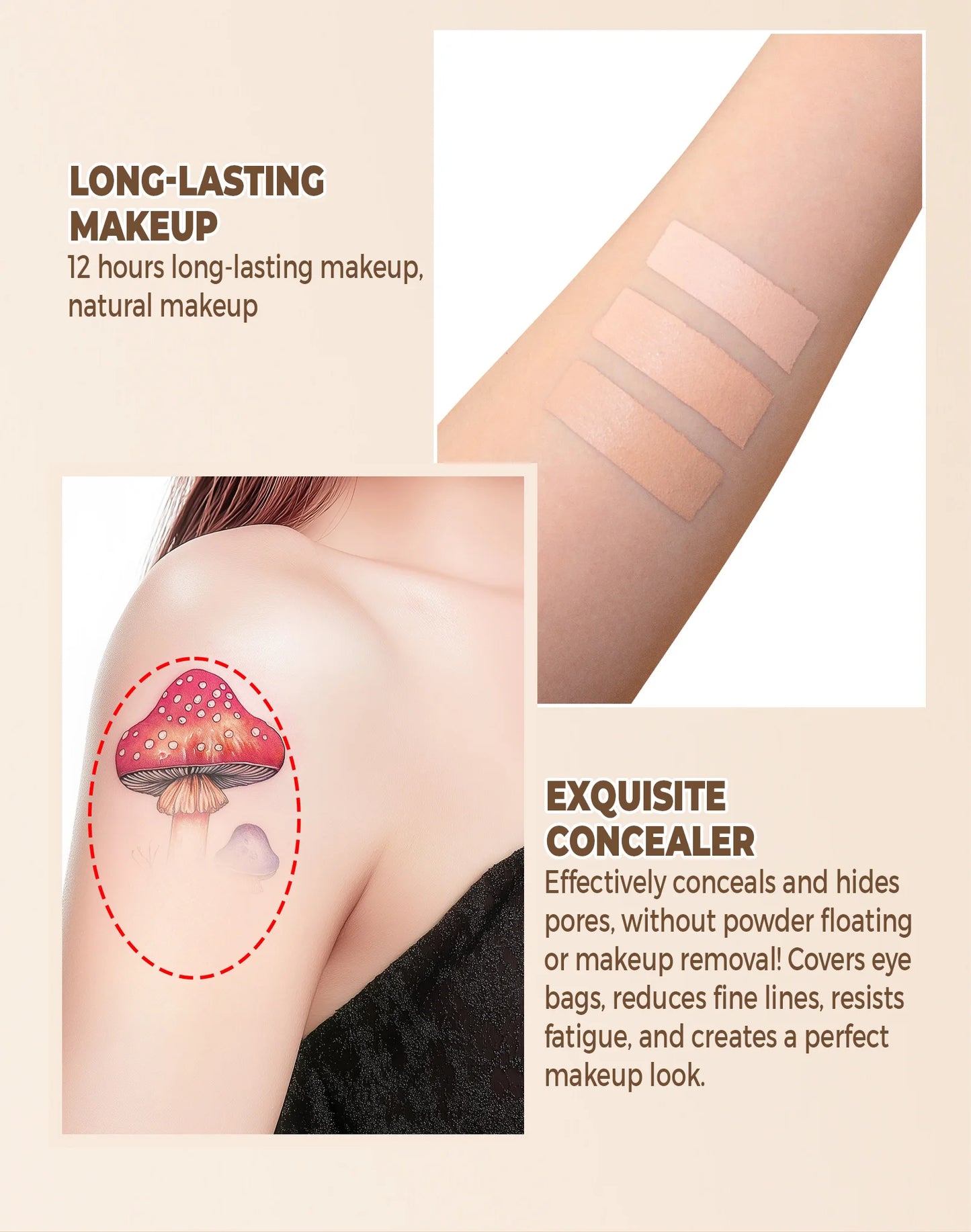 Waterproof Full Coverage Concealer for Tattoos, Scars - Natural Finish Foundation for All Skin Tones & Types