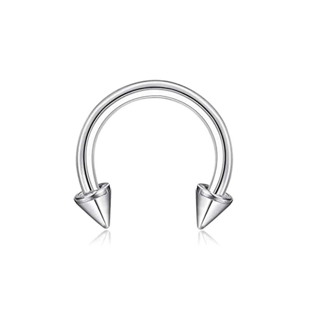 1Pcs Spike Septum Rings 16G Surgical Steel Piercing Jewelry Vertical Snake Bite Jewelry Lip Rings for Women Men 8mm/10mm Viralgem Store