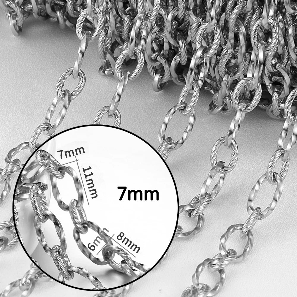 1M Stainless Steel Big Oval Cross Small Circle Link Chains Heavy Chunky Punk Chain DIY Jewelry Making Supplies Necklace Bracelet Viralgem Store