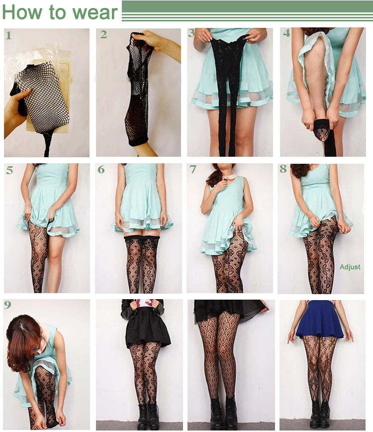 Women Goth Punk Cute Black Mesh Tights Lolita Skull Pattern Fishnet  Jacquard Harajuku Stockings Pantygose Leggings Halloween