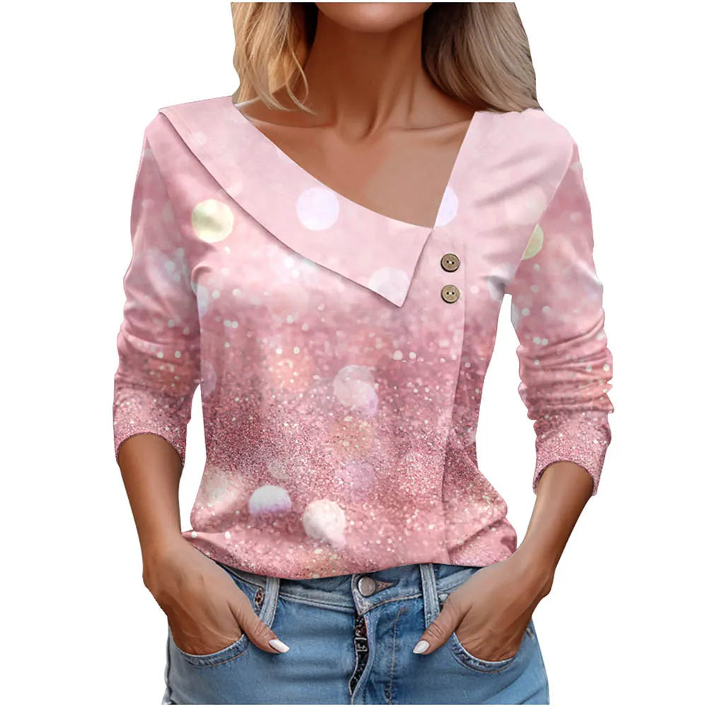 T Shirt For Women Fashion Long Sleeve Top White Floral Print Shirts And Blouses Autumn Winter Clothes For Women 2024 Viralgem Store