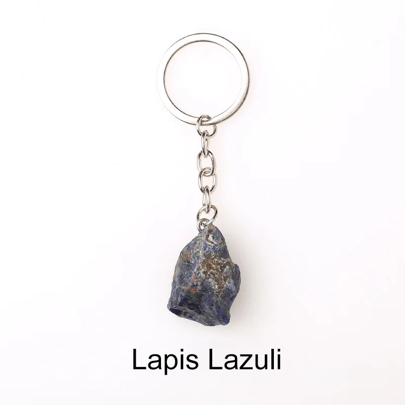 20pcs Natural Rough Raw Stone Crystal Quartzs Keychain Women Men Handbag Hangle Car Key Holder Raw Mineral Stone KeyRing Jewelry Viralgem Store