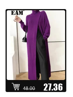 [EAM] Big Size Gray Jacket Wide Leg Pants Two Piece Suit New V-Neck Long Sleeve Women Fashion Tide Spring Autumn 2024 1DH6481