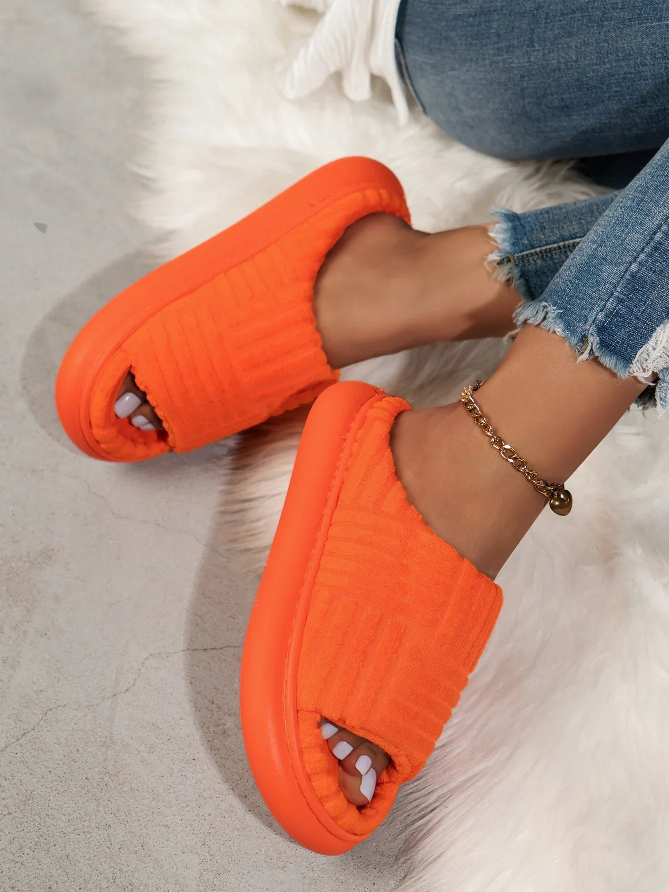 Women's 2024 Spring and Autumn Towel Pattern Thick Sole Home Fashion Anti Slip Towel Sole External Slippers Sandals Outdoor Viralgem Store