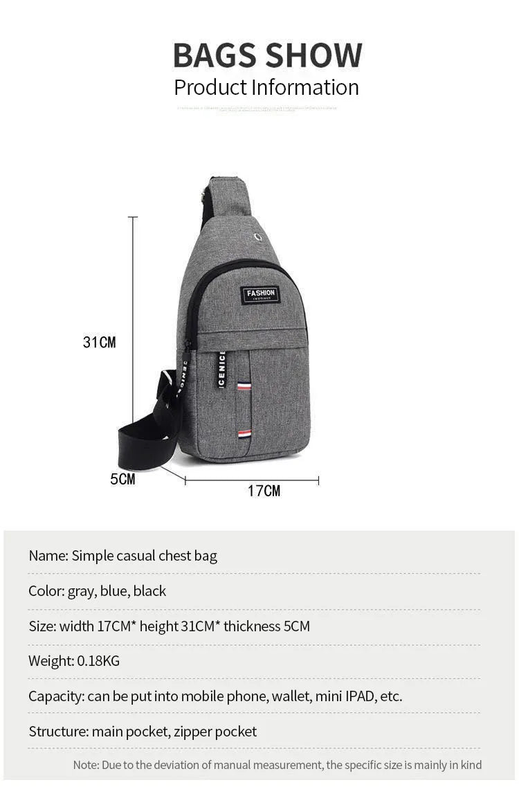 Waist Bag Men Outdoor Nylon Solid Color Shoulder Small Canvas Chest Pack for Crossbody Bags Hip Hop Streetwear Bag Fanny Pack