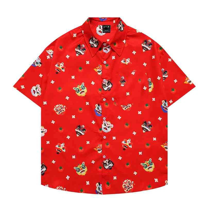 2025 New Fashion Summer Hawaiian Shirts Men's Holiday Casual Chinese style Print Graphic T-shirt Men Clothing Lapel Short Sleeve