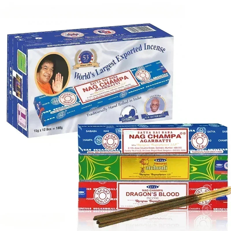 5BOX Indian Incense Sticks White Sage Sandalwood Natural Household Indoor Clean Air NAG Champa Satya Handmade Lavender Incenso