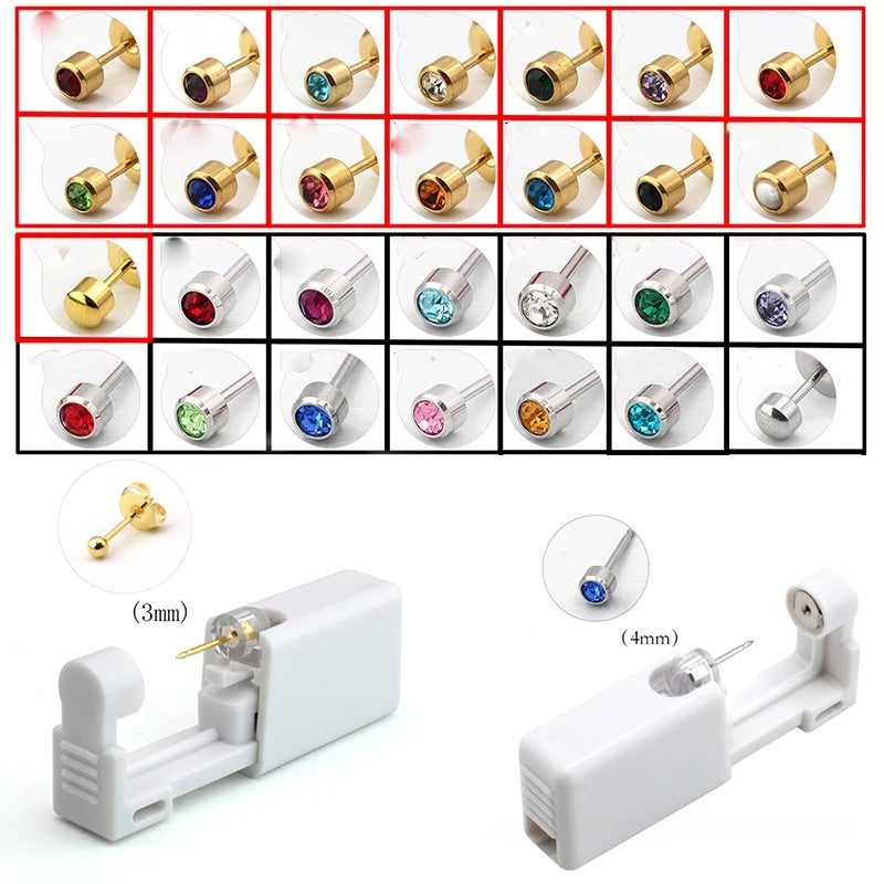 1PC Disposable Sterile Ear Piercing Unit Cartilage Tragus Helix Piercing Gun NO Pain Piercer Tool Machine Kit Stud Body Jewelry Viralgem Store