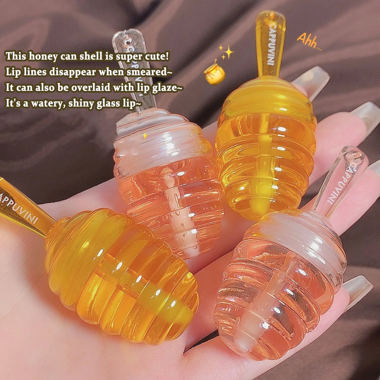 1PC Lip Oil Honey Peach Lip Care Moisturizing Unisex Lip Balm Fade Lip Lines Lip Masks Not Sticky Glossy Clear Lip Gloss Primer