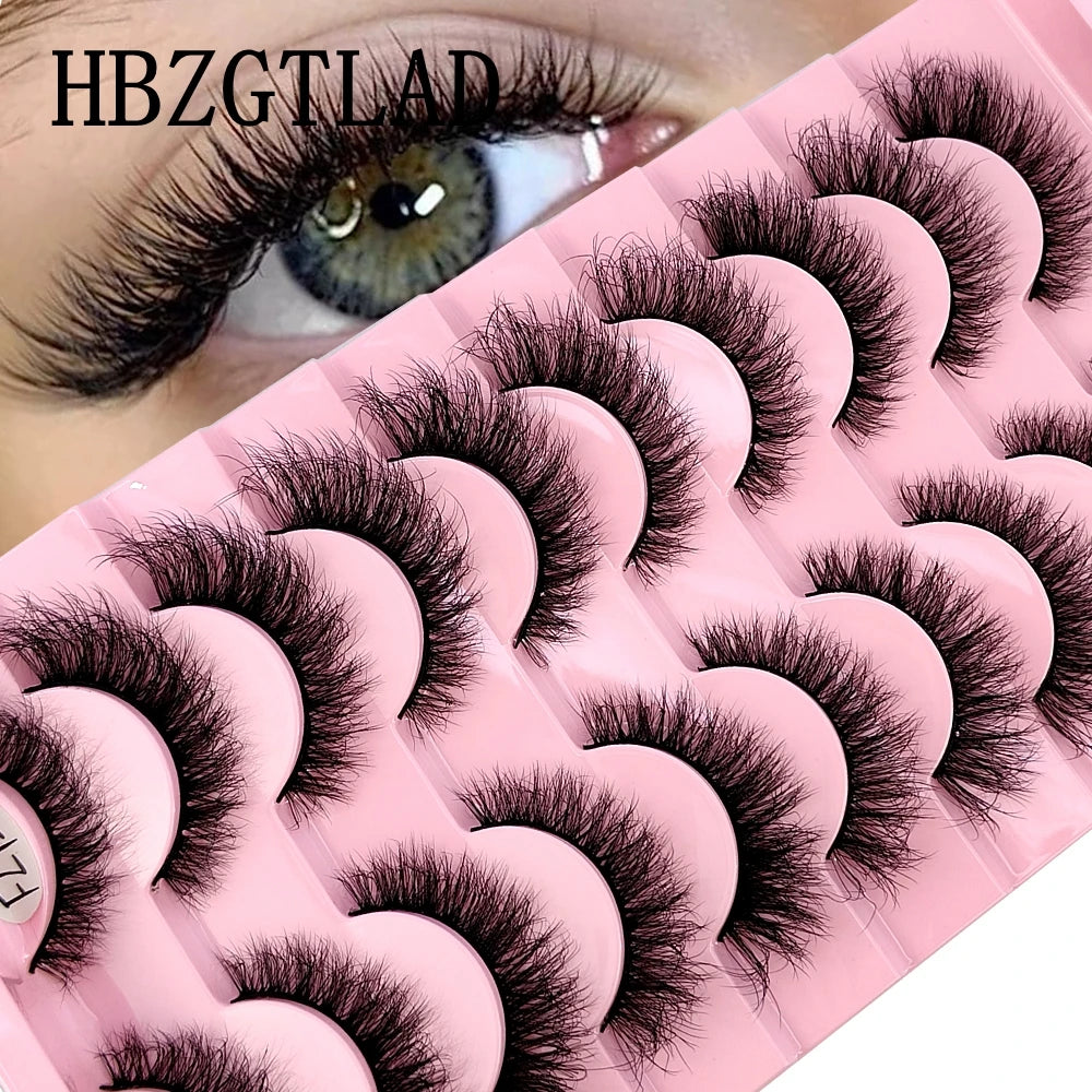 10 Pairs Faux Mink Eyelashes Handmade False Eyelashes Natural Nude Makeup Simulation Cross Messy Eye 3D Curly Eyelashes Freshlook Styles