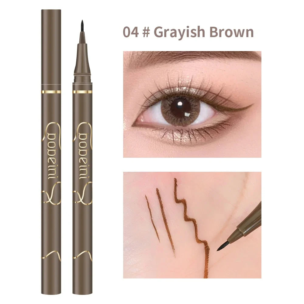 Waterproof Quick Dry Liquid Eyeliner Pen Lasting Lying Silkworm Eyeliner Pencil Ultra-fine Matte Black Brown Beauty Eyes Makeup