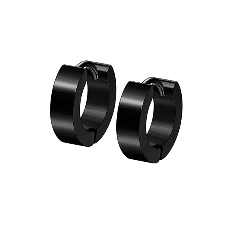 WKOUD 1 Pairs Stainless Steel Punk Black Dangle Earrings For Men Cross Skull Screw Cone Huggie Hoop Long Chain Piercing Hoop Viralgem Store