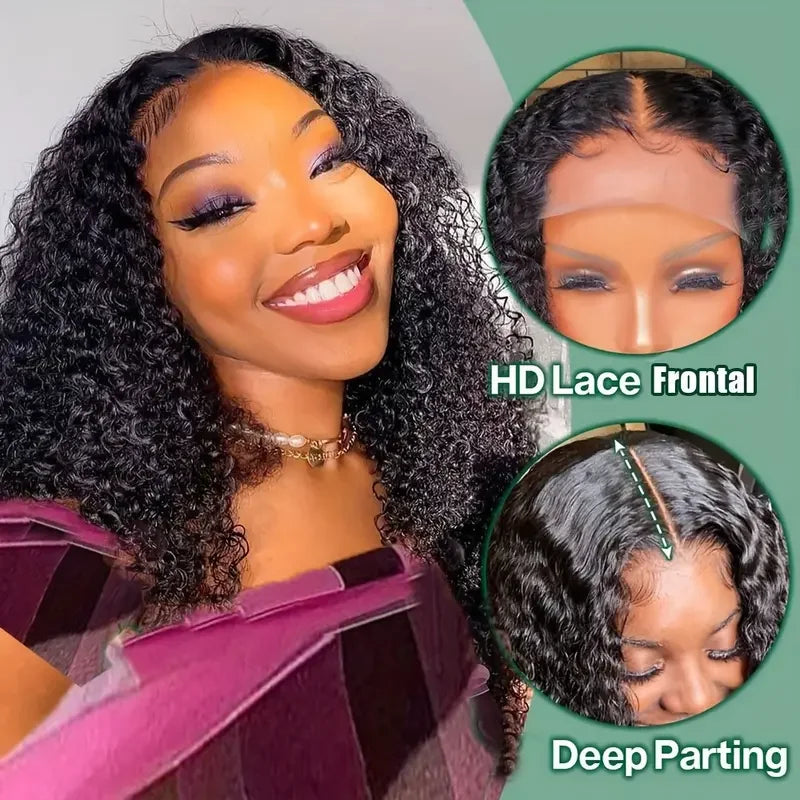 12A Kinky Curly Human Hair Wigs 13X4 Lace Frontal Wigs For Women Pre Plucked With Baby Hair Brazilian Virgin Jerry Curly Bob Wig