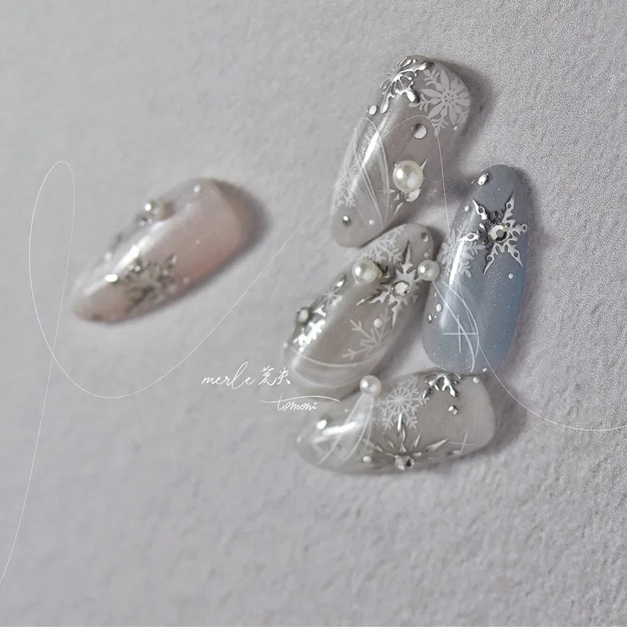 5D Laser Star Moon Snowflake Shiny Rhinestone Embossed Relief Self Adhesive Nail Art Decoration Sticker Manicure Decals