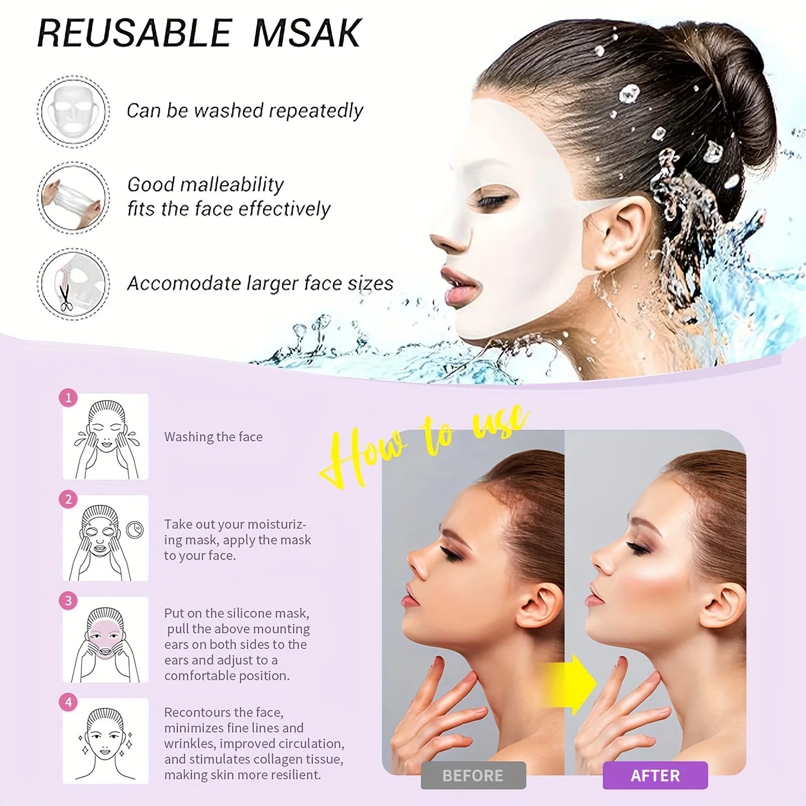 1PC 3D Silicone Facial Mask for Moisturizing-Reusable, Anti-Water Evaporation,Skin Care Tools for Women Viralgem Store