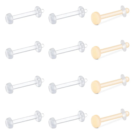 WKOUD 1PCS Clear Cartilage Earring 16G 14G Acrylic Bioflex Tragus Lip Rings Labret Monroe Ear Helix Earring Piercing Retainer