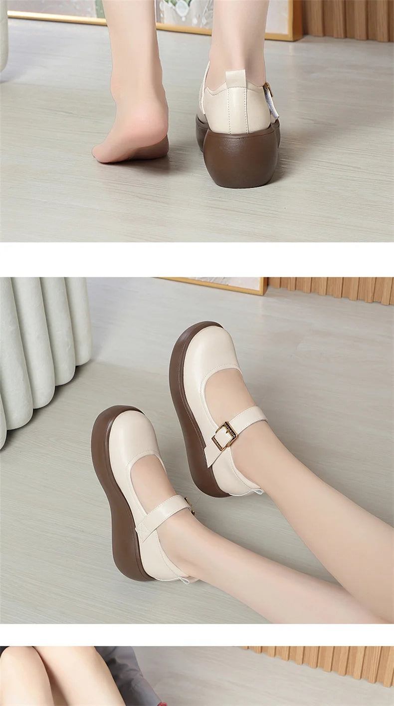 Spring Fashion Wedge Round Toe Soft Bottom Lolita Shoes Women Cute Vintage Mary Jane Shoes Chunky College Student Shoes Viralgem Store