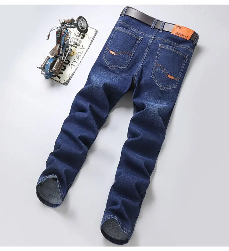 2024 Spring and Autumn New Fashion Trend Solid Color Straight Leg Jeans Men's Casual Relaxed Comfortable Breathable Trousers