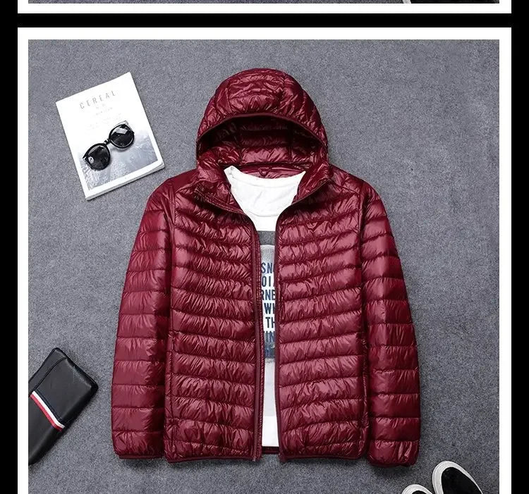 2024 New High-grade Men's White Duck Down Light Down Jacket Men's Short Hooded Men's Autumn Winter Lightweight Coat Men Jacket