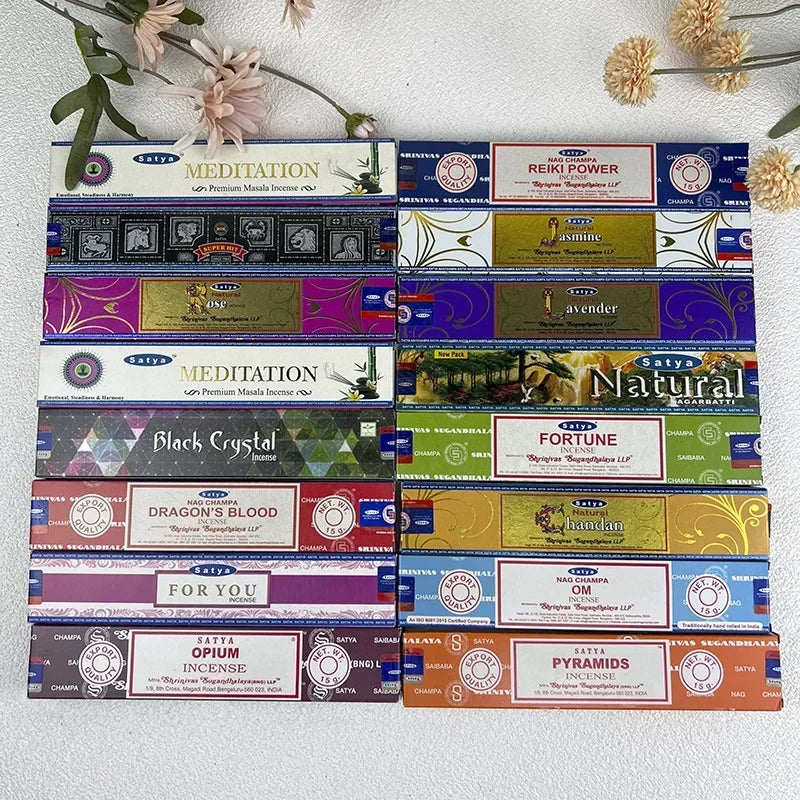 5BOX Indian Incense Sticks White Sage Sandalwood Natural Household Indoor Clean Air NAG Champa Satya Handmade Lavender Incenso