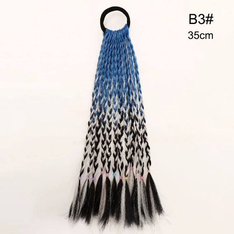35cm Girl Thicker Wig Ponytail Hair Ropes Kids Twist Braid Rope Headdress Hair Braider Elastic Hair Band Rubber Hair Accessories Viralgem Store