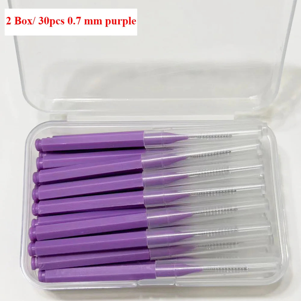 30pcsInterdental Brushes Dental Brush Between Teeth For Dental Orthodontic Clean Between Teeth Cleaning Tools Soft Micro Brushes