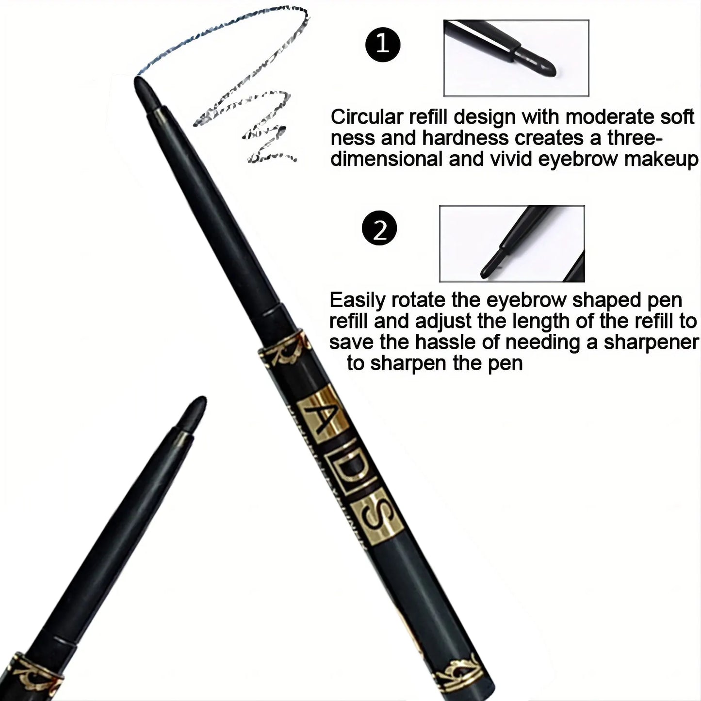 3Pcs Waterproof & Sweat-Proof Black Eyeliner Pencil - Long-LastingSmudge-Proof for Bold Eye Makeup, Easy Glide Formula for Perfe