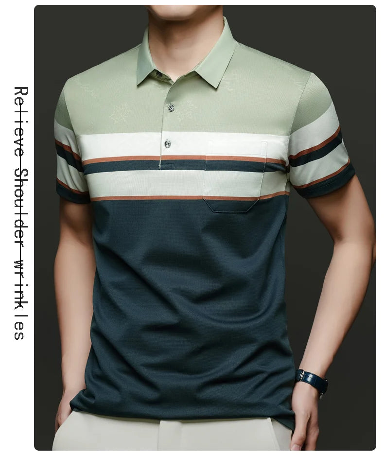 Top Grade Summer Brand Polo Shirts For Men Designer Summer Stripped Luxury Short Sleeve Slim Casual Tops Fashions Men Clothes Viralgem Store