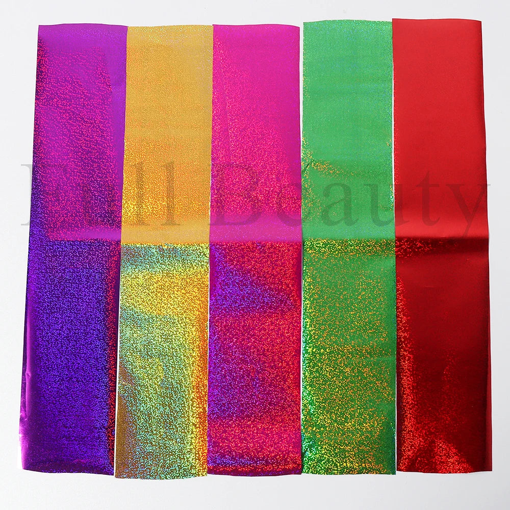 10Pcs Hologram Transfer Foil Nails Laser Stars Holographic Nail Stickers Mermaid Tail Sliders Metallic Gel Polish Wraps NLXKY01