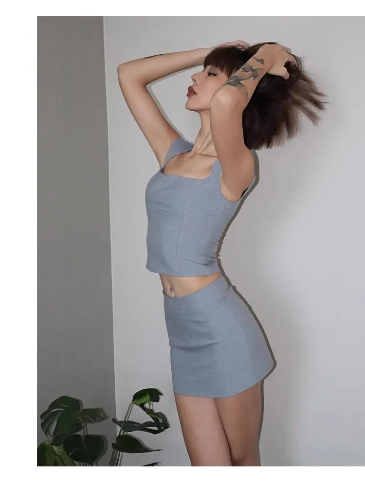 Women Square Neck Rowena Grey Lace Back Corset