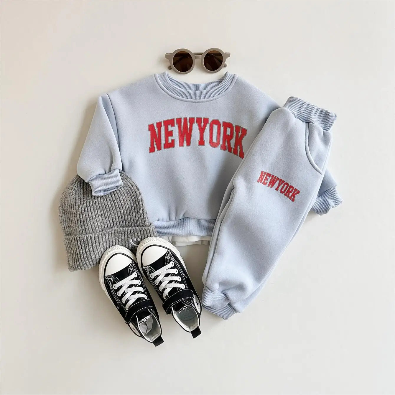 Winter Thickened Newborn Boy Girl 2PCS Plush Letter Printing Casual Suits Outfits Set Children's Clothing Viralgem Store