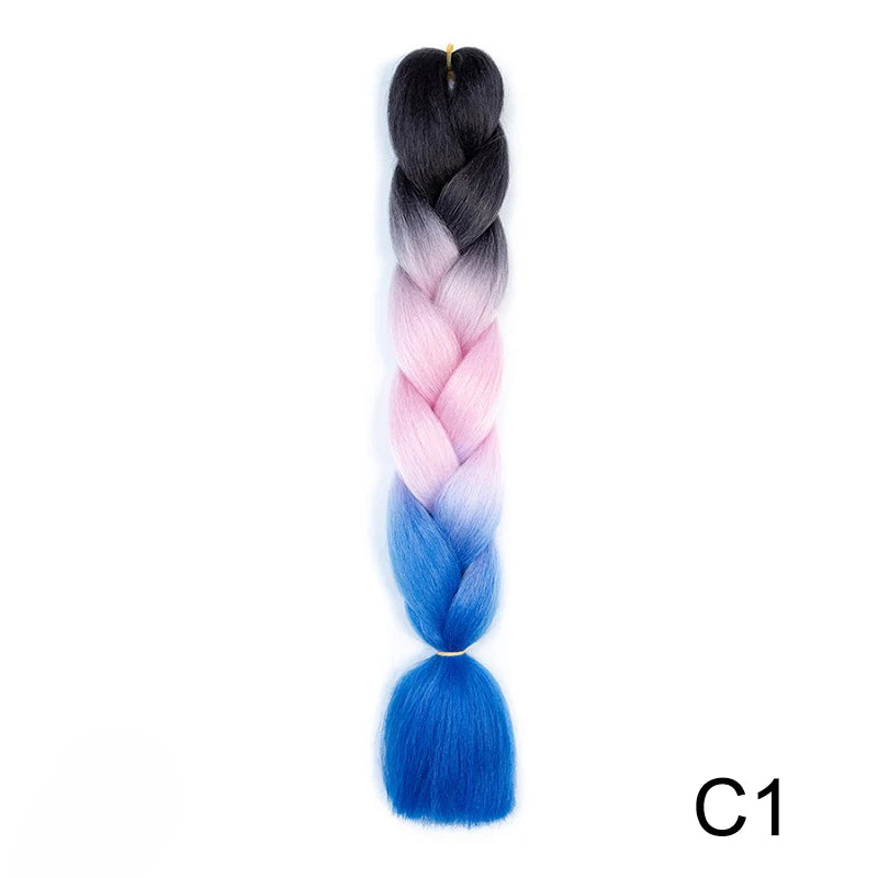 Synthetic Jumbo Braids Hair 24Inch Braiding Hair Extensions Ombre Fake Hair For Crochet Box Braid Blue Purple for Women Viralgem Store