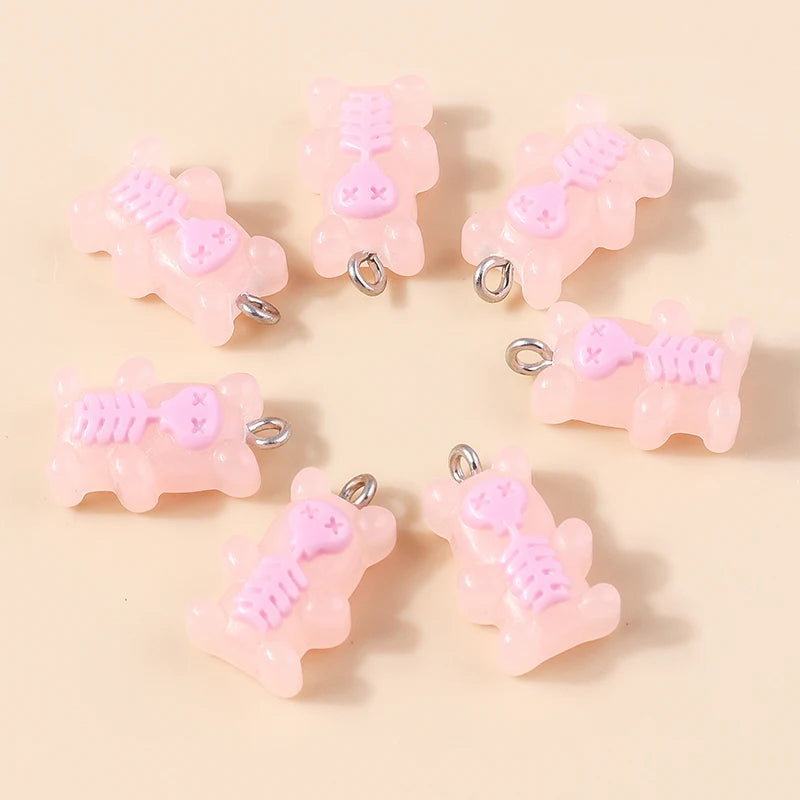 30colors 10pcs 22X11mm Candy Color Gummy Mini Bear Charms for Making Cute Earrings Pendant Necklace DIY Creative Jewelry Finding