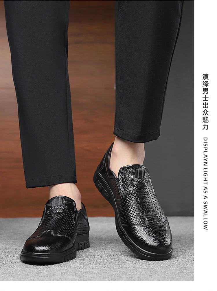 Summer Breathable Sandals for Men, Men's Cowhide Shoes, Hand-woven, Business Formal Leather Sandals, Dad's Shoes