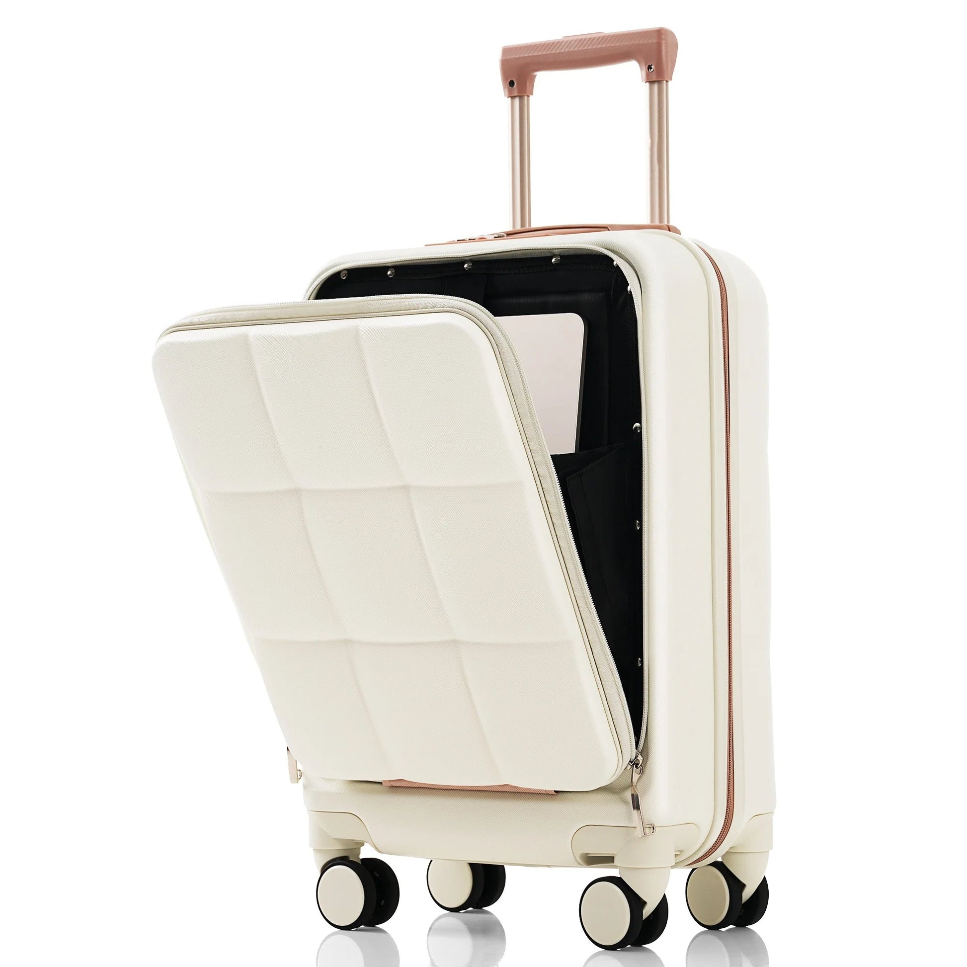 3-Piece Luggage Set with 20" Front-Opening Carry-On, 28" Expandable Suitcase, and Expandable Travel Bag, white Viralgem Store