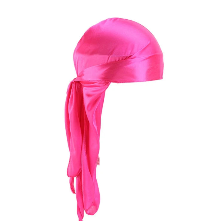 Unisex Silky Long Tail Durag Pirate Hat Turban Fashion Headwraps Cap Bandana Women Men Headwear Caps Hijab Hair Accessories  ﻿