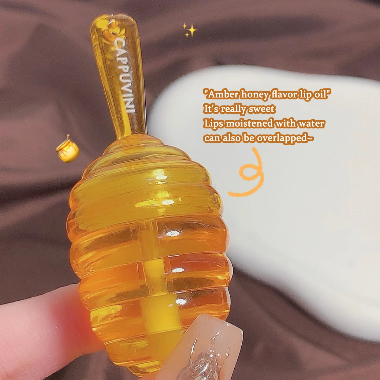 1PC Lip Oil Honey Peach Lip Care Moisturizing Unisex Lip Balm Fade Lip Lines Lip Masks Not Sticky Glossy Clear Lip Gloss Primer