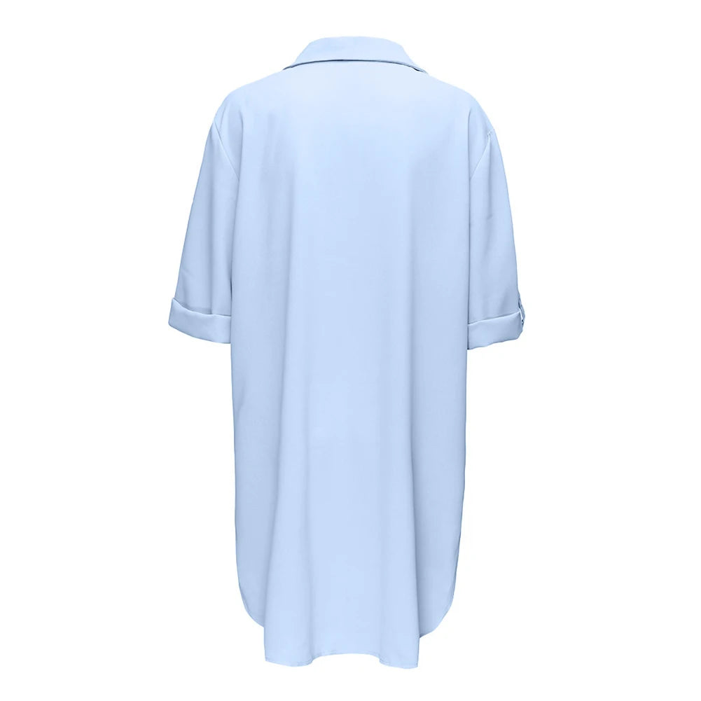 Summer Dress Shirts Beach Holiday Casual Chiffon Comfortable Cover Up Deep Flexible Sun Protection