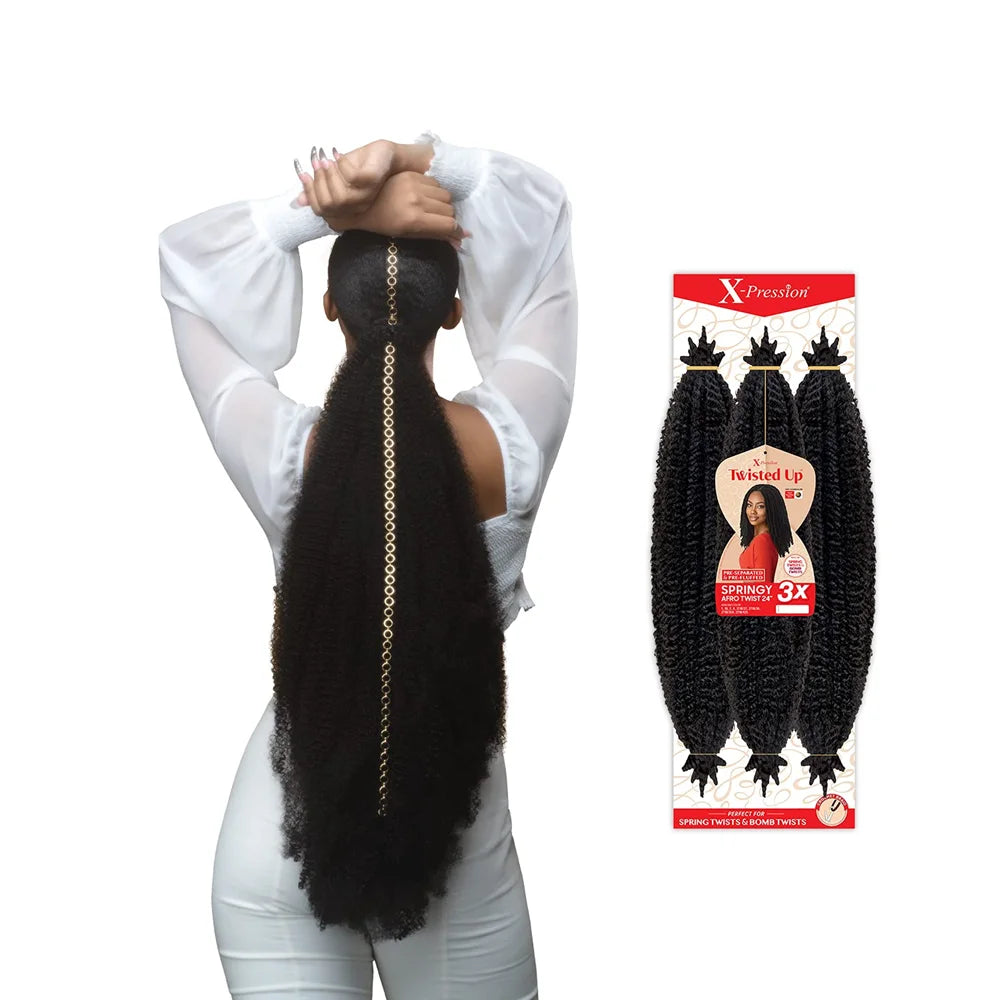 24inch Synthetic Marley Braiding Hair Outre Crochet Braids X-Pression  Springy Afro Pre-separated Braiding Hair For Black Women