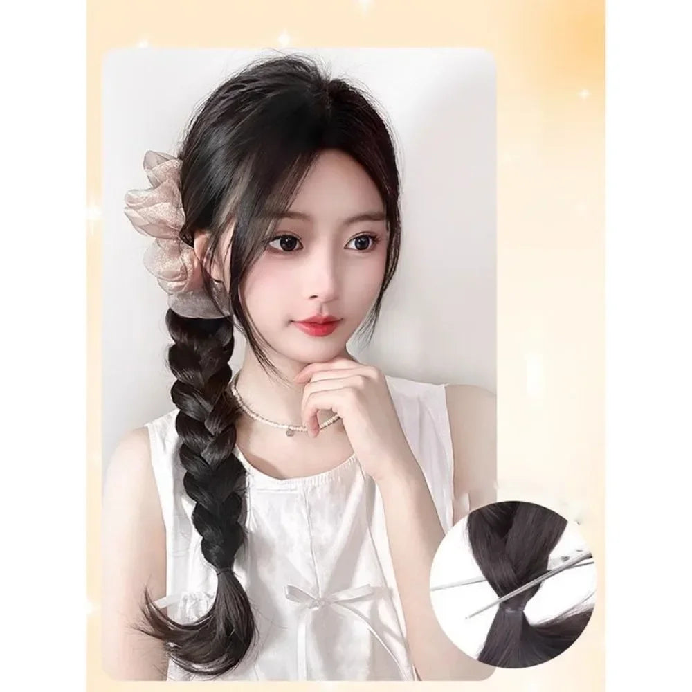 Synthetic Fashion Female Simulated Ponytail Braid Wig Bowknot Mesh Clip Natural Fluffy Fried Dough Twists Braid Viralgem Store