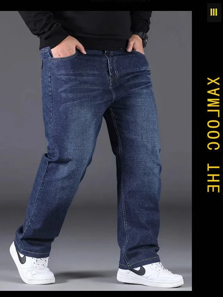 10XL Mens Black Jeans Oversize High Waist Loose Trousers Large Size Husband Plus Size Loose Denim Trousers Blue Male Denim Pants