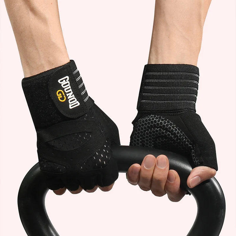 Women Men Extended Cycling Bicycle Gloves Half Finger Gym Gloves Mitten Breathable Anti-slip Glove Fitness Sport Training Gloves